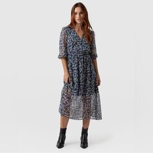 Saint + Sophia - Portland Dress in Blue Posy